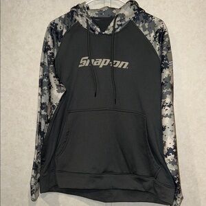 Snap-on Black and Gray Camo Men's Sweater